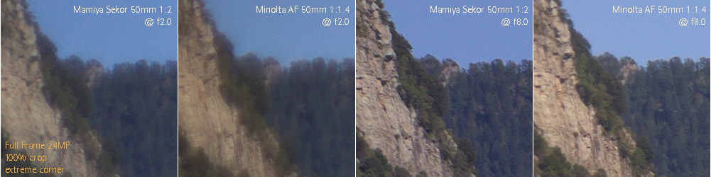 artaphot 50mm Mamiya vs Minolta corner